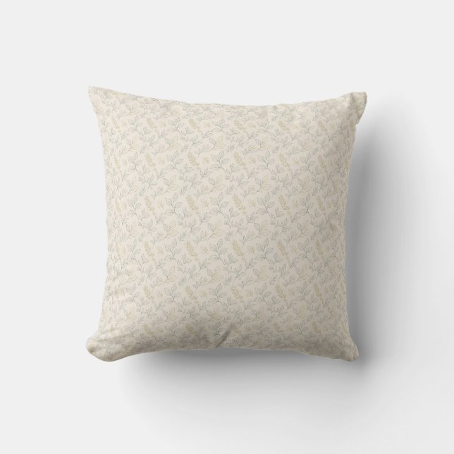 Coussin Crème Botanique & Feuille Nature (Recto)