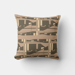 Coussin Crème Brown sur Tan Méditerranée Art Grandes mosaï
