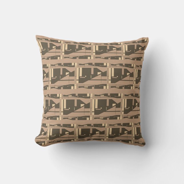 Coussin Crème Brown sur Tan Méditerranée Petites mosaïques (Recto)