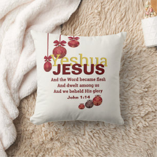 Coussin Crème Christian YESHUA JESUS Noël