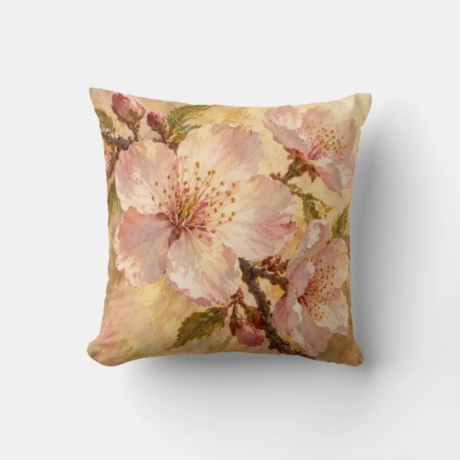 Coussin Crème de Fleur de Cerisier Rouge Botanique (Recto)