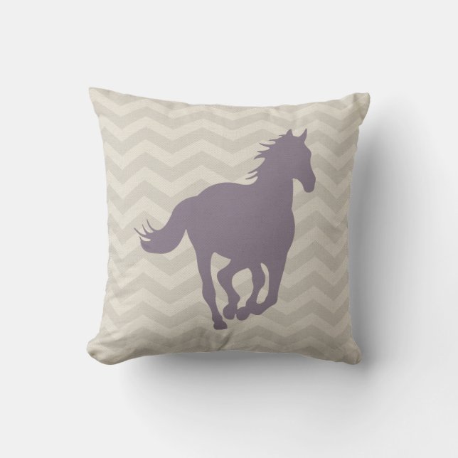 Coussin Crème de gris de lavande de motif de Chevron de (Recto)