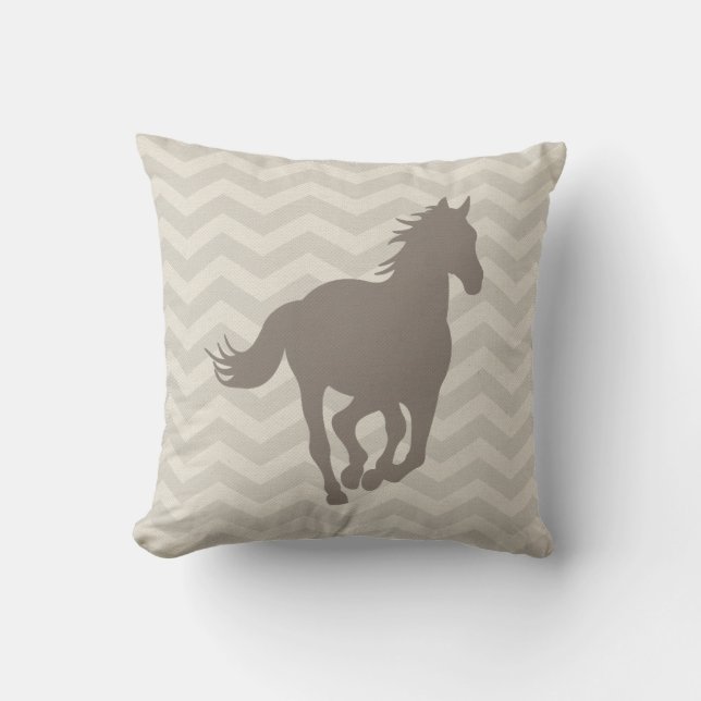 Coussin Crème de gris de Taupe de motif de Chevron de (Recto)
