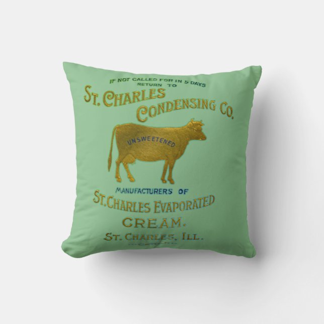 Coussin CRÈME DE LAIT DE VACHE LAITIÈRE St Charles Illinoi (Recto)