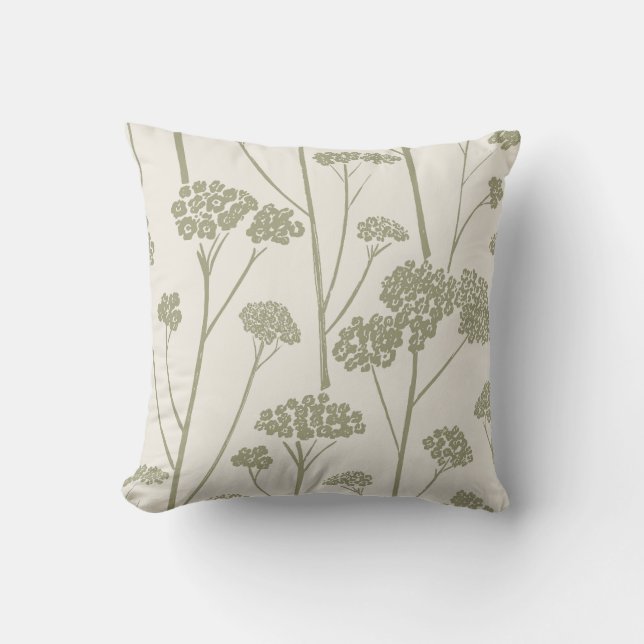 Coussin Crème de lin Silence Prairie Olive poussiéreux (Recto)