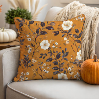 Coussin Crème délicieuse sur Orange Fall Floral