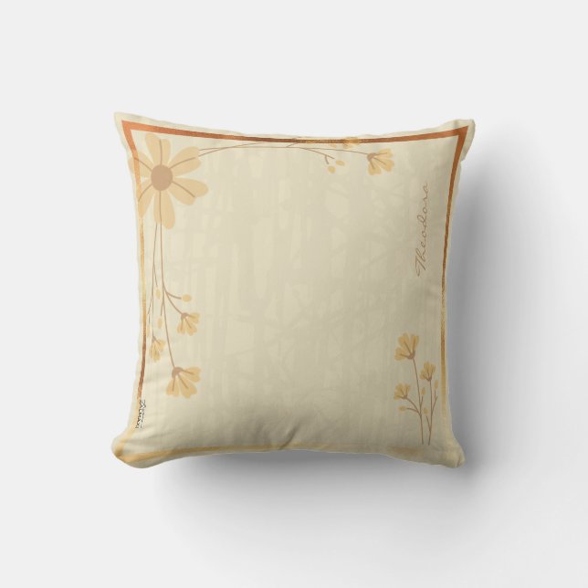 Coussin Crème d'or moderne Abstrait motif floral (Recto)