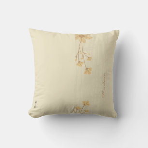 Coussin Crème dorée moderne Floral Abstrait