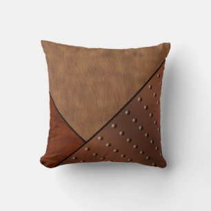 Coussin Crème en daim numérique Cheval Cheveux Rivet Cuivr