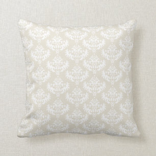Coussin crème et blanc de damassé