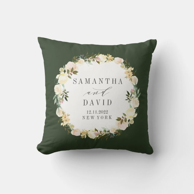 Coussin Crème et chasseur | Mariage personnalisées (Recto)