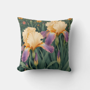 Coussin Crème et Iris pourpre