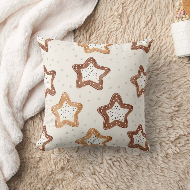 Coussin Crème Étoiles Blanches Noël (Couverture)