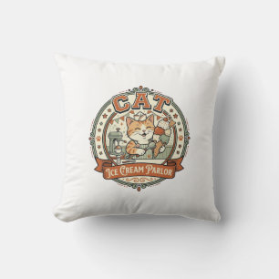 Coussin Crème Glacée Chat Salon de Crème Glacée Chat Vint