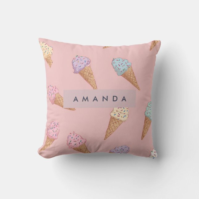 Coussin Crème glacée Cute Pastel personnalisée (Recto)