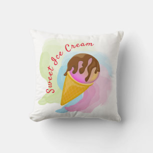 Coussin Crème glacée douce colorée dans un cône