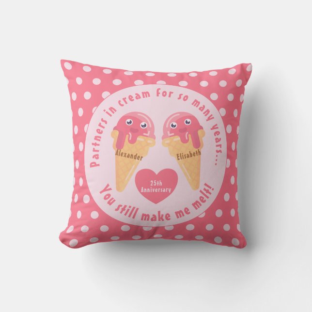 Coussin Crème glacée Scoops Cute Romantique Saint Valentin (Recto)
