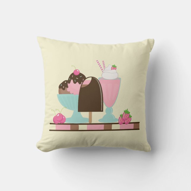 Coussin Crème glacée Sundae Soins d'été (Recto)
