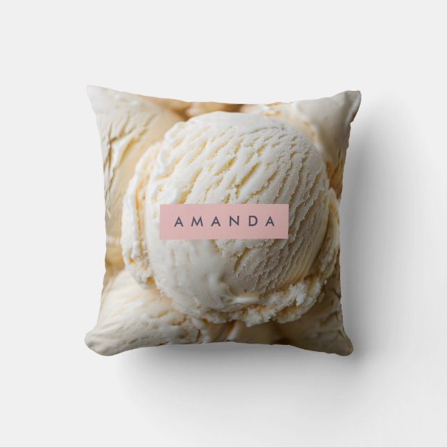 Coussin Crème Glacée Vanille Crémeuse Personnalisée (Recto)