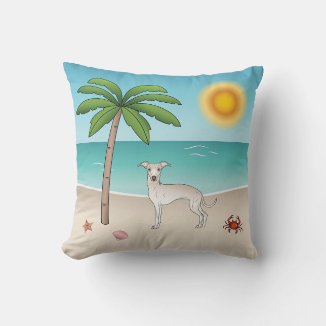 Coussin Crème Greyhound Italien À Tropical Summer Beach (Recto)