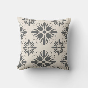 Coussin Crème grise au charbon de bois géométrique Couvert