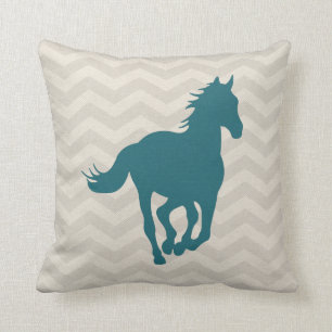 Coussin Crème grise verte turquoise de motif de Chevron d