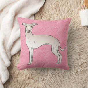 Coussin Crème Italien Greyhound Chien Cute Sur Coeur Rose