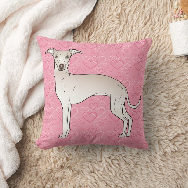 Coussin Crème Italien Greyhound Chien Cute Sur Coeur Rose (Couverture)