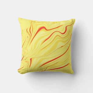 Coussin Crème mangue avec trait rouge ou corail courbé