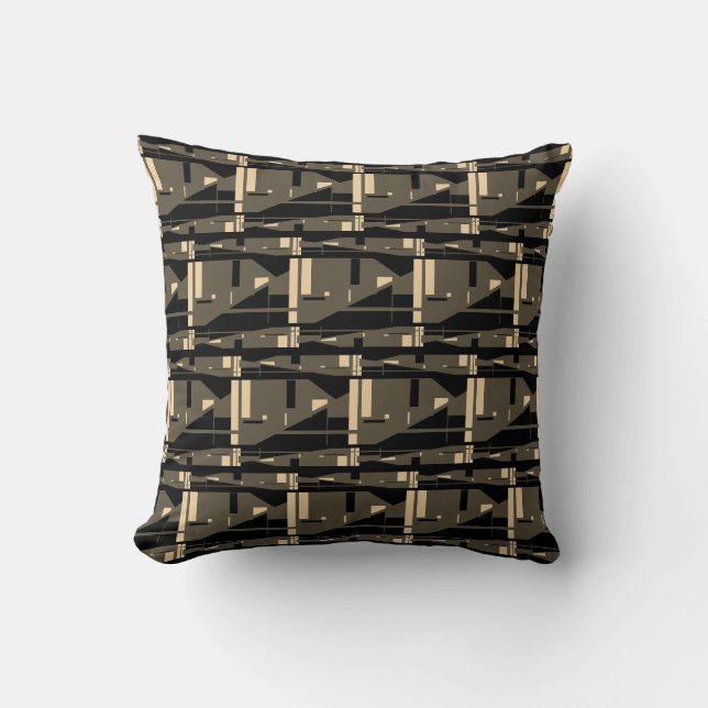 Coussin Crème marron sur petites mosaïques méditerranéenne (Recto)