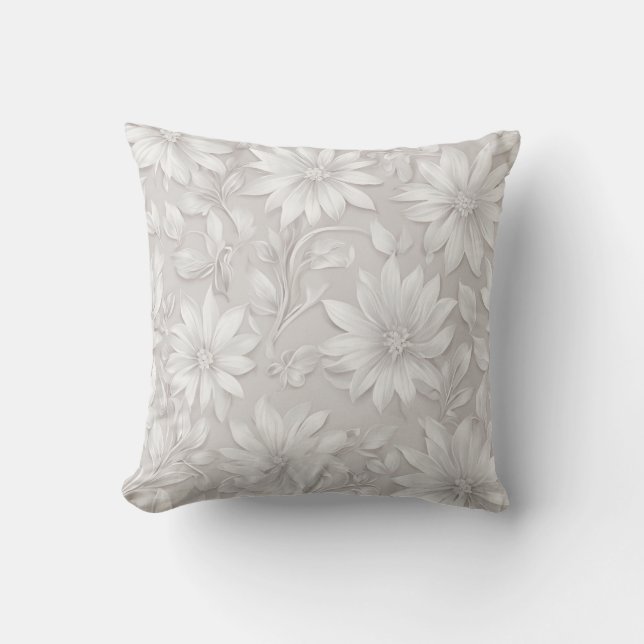 Coussin Crème neutre Élégant floral (Recto)