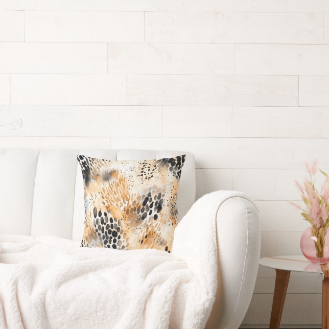 Coussin Crème noire sauvage Léopard Animal Floral (Canapé)