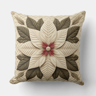 Coussin Crème Poinsettia Motif dorée