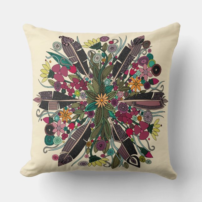Coussin crème posy bohème (Recto)