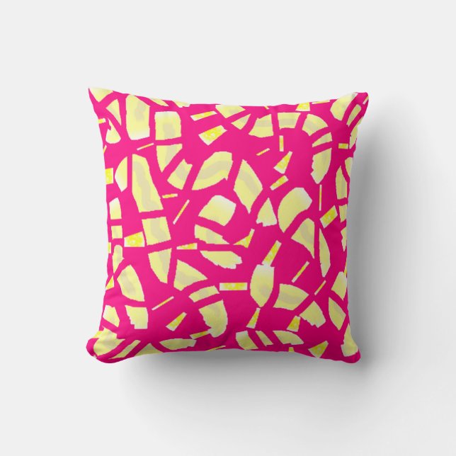 Coussin Crème rose et motif citron pâle (Recto)