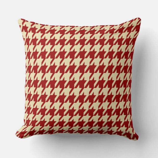 Coussin Crème rouge et crème en Crimson Houndstooth Gros c (Recto)