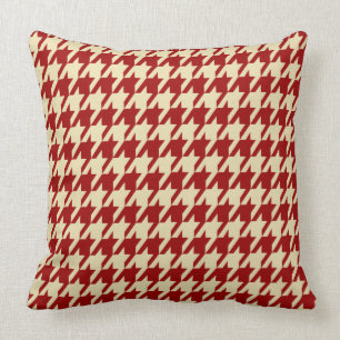 Coussin Crème rouge et crème en Crimson Houndstooth Gros c
