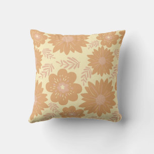 Coussin Crème Vintage rétro Orange Floral