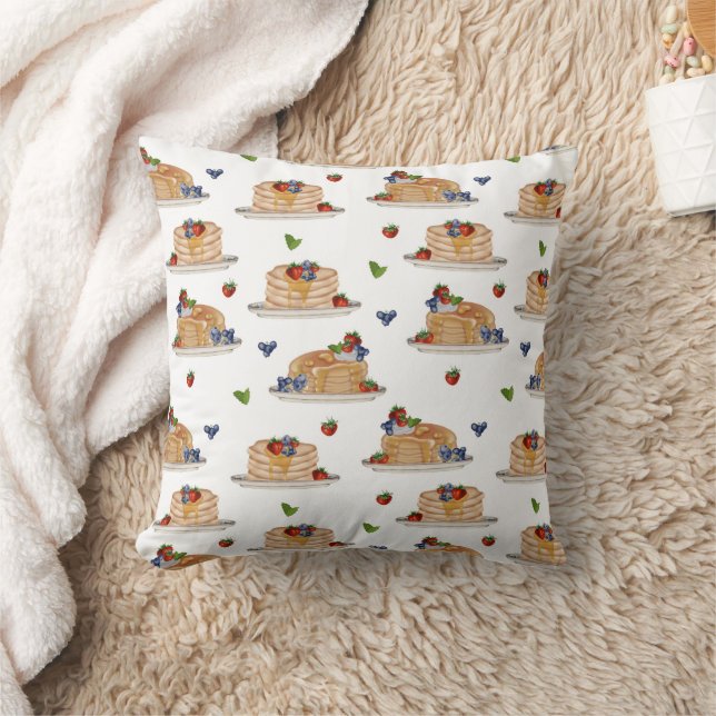 Coussin Crêpes Aquarelle Baies Petit Déjeuner Brunch  (Couverture)