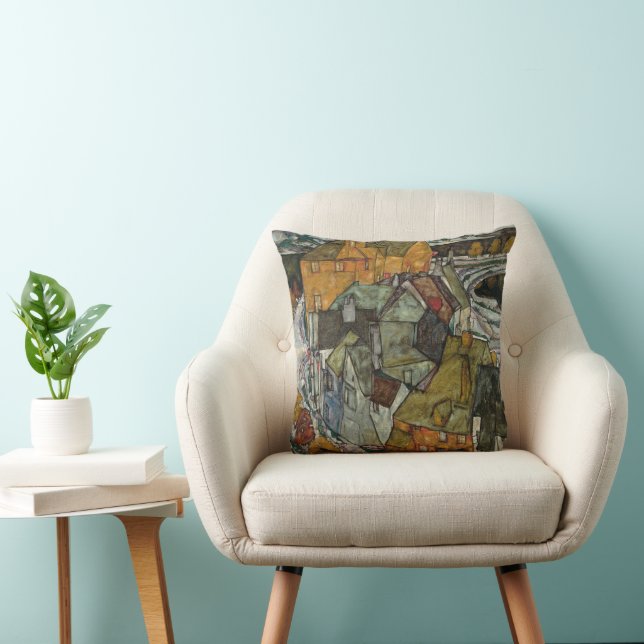Coussin Crescent de maisons II, ville insulaire par Egon S (Chaise)