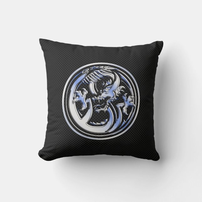 Coussin Crête de dragon Chrome impression en fibre de carb (Recto)