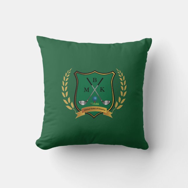 Coussin Crête de GOLF avec le monogramme de guirlande de (Recto)