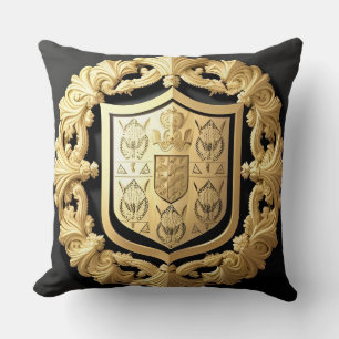 Coussin Crête dorée ornée avec bouclier central