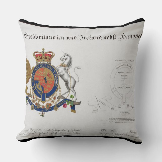Coussin Crête du roi du Royaume-Uni de grand B (Recto)