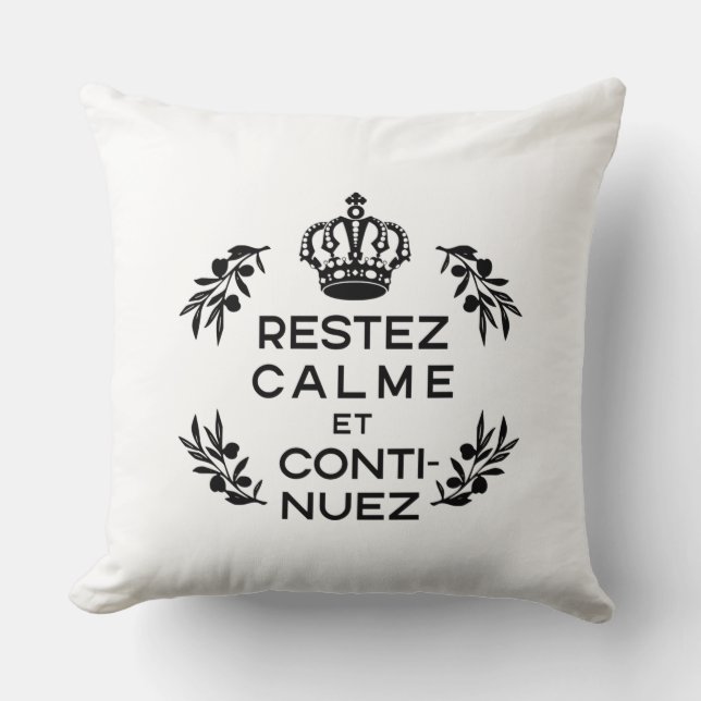 Coussin crête noire blanche Français Gardez le calme et co (Recto)