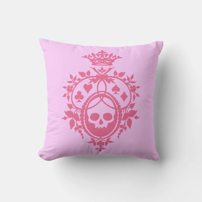 Coussin Crête rose avec crâne et costumes Jeter l'oreiller (Recto)