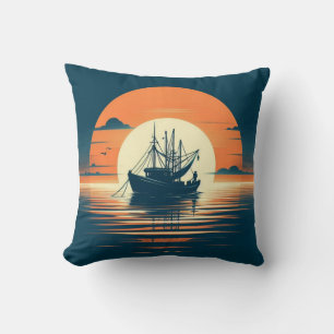 Coussin crevettes vintages/marines/pêche