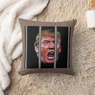 Coussin Criant Trump Tête Derrière Les Barreaux De Prison