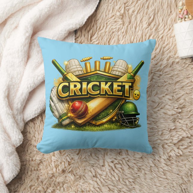 Coussin Cricket Gold Emblem Sport Inspired Throw Pillow (Couverture)