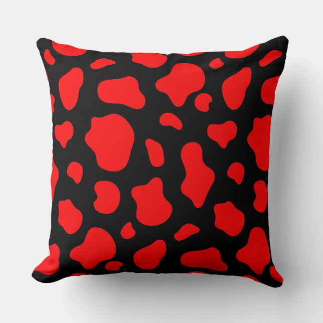 Coussin Crimson & Charcoal Spotted Decorative Pillow  (Recto)